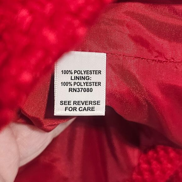Cato Women Size 2X Red Waffle Weave Ruffle Collared Jacket Lined Professional - Picture 4 of 8